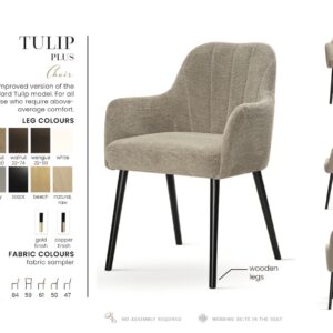 TULIP PLUS étkezőszék | vastagított ülőfelület, választható szövet / lábszín